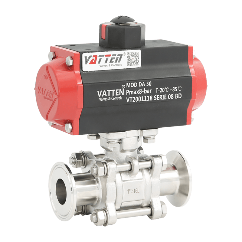 Supapă cu bilă cu clemă pneumatică