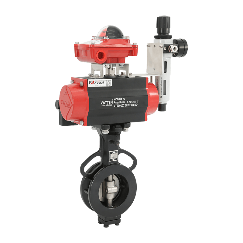 Supapă fluture dublă excentrică pneumatică