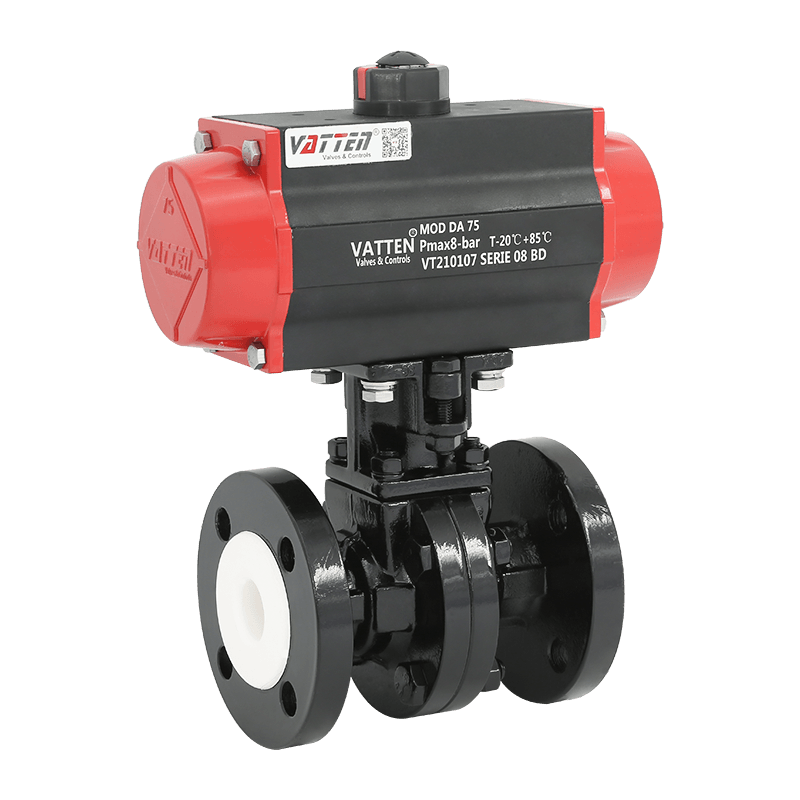 Supapă pneumatică cu bilă cu flanșă căptușită cu fluor