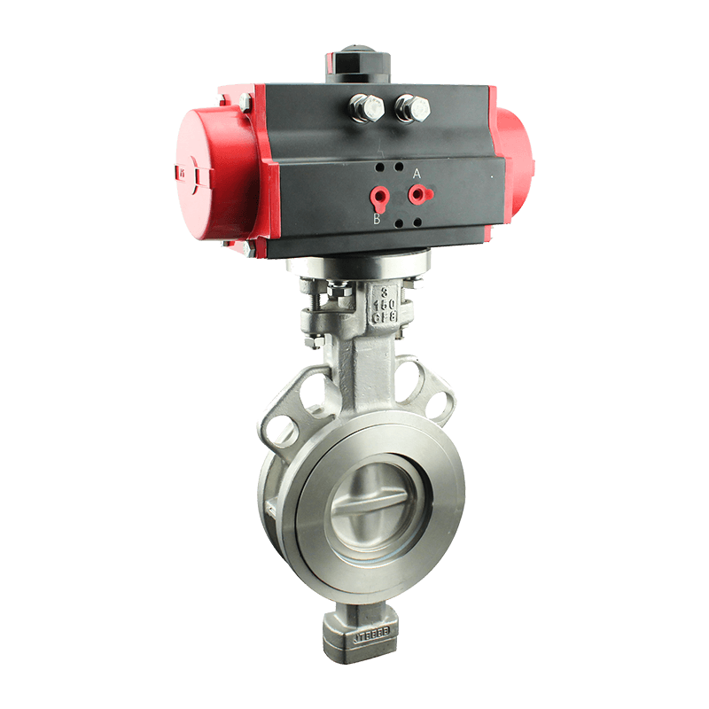 Supapă fluture pneumatică cu etanșare tare